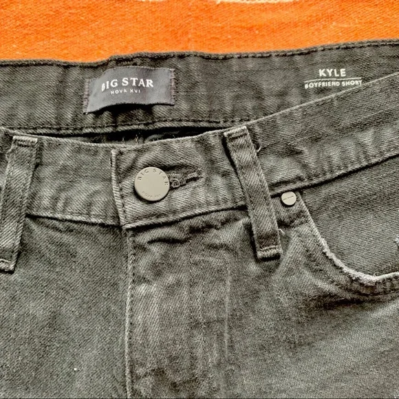 Nordstrom Big Star | Kyle Boyfriend Distressed Black Denim Shorts | 27 - Picture 2 of 6